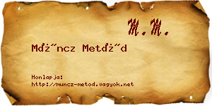 Müncz Metód névjegykártya